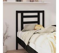 Bed Headboard Black 81x4x100 cm Solid Wood Pine Berkfield Home Black One Size