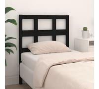 Bed headboard black solid pine wood 95.5x4x100 cm rustic slim panel vintage look