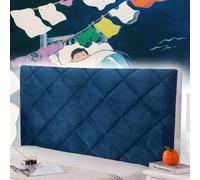 Bed Headboard Cover King Size Headboard Slipcover Double Protector Soft Velvet Quilted Headboard Protection Cover Dustproof Protector Stretch for Bedroom Decor,blue-180cm
