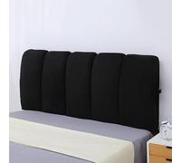 Bed Headboard Cover Padding, Upholstered Thicken Reading Pillow Short Plush Slipcover for Twin Queen King Size Double Single Wood/Iron Headcover Dustproof Protector Washable(150x60cm,Black)