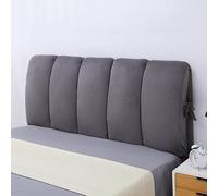 Bed Headboard Cover Padding, Upholstered Thicken Reading Pillow Short Plush Slipcover for Twin Queen King Size Double Single Wood/Iron Headcover Dustproof Protector Washable(90x60cm,Gray)