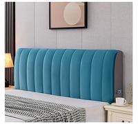 Bed Headboard Covers Cotton Filling Short Plush Upholstered Stretch Bed Head Cover Bed Headboard Slipcover Double Single Queen King Head Board Protector,Blue,150x60cm