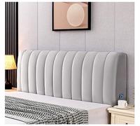 Bed Headboard Covers Cotton Filling Short Plush Upholstered Stretch Bed Head Cover Bed Headboard Slipcover Double Single Queen King Head Board Protector,Light Gray,200x60cm