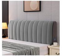 Bed Headboard Covers Cotton Filling Short Plush Upholstered Stretch Bed Head Cover Bed Headboard Slipcover Double Single Queen King Head Board Protector,Grey,180x60cm