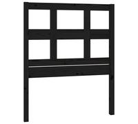 Bed headboard black solid pine wood 95.5x4x100 cm rustic slim panel vintage look