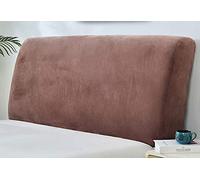 Bed Headboard Slipcover Protector, Stretch Bed Head Cover Velvet Thicken Elastic All-Inclusive Bedside Decoration Protection Dust Cover for King/Double Size Beds,Brown-120~140cm
