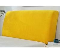 Bed Headboard Slipcover Protector, Stretch Bed Head Cover Velvet Thicken Elastic All-Inclusive Bedside Decoration Protection Dust Cover for King/Double Size Beds,Yellow-180~190cm