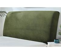 Bed Headboard Slipcover Protector, Stretch Bed Head Cover Velvet Thicken Elastic All-Inclusive Bedside Decoration Protection Dust Cover for King/Double Size Beds,ArmyGreen-150~170cm