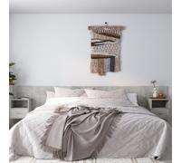 Bed Headboard w/ 2 Floating Nightstands Concrete Grey 240x80cm Engineered Wood2x