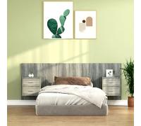 Bed Headboard Wall-Mounted Bedside Cabinets Grey Sonoma 120x80cm EngineeredWood