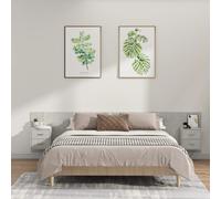 Bed Headboard Wall-Mounted Concrete Grey Engineered Wood 337x32.5x80cm Storage.