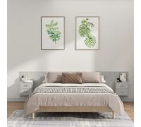 Bed Headboard Wall-Mounted Concrete Grey Engineered Wood 337x32.5x80cm Storage.