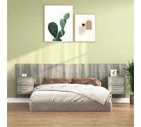 Bed headboard with 2 bedside cabinets 160x80cm Grey Sonoma engineered wood set.