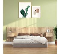 Bed Headboard with 2 Floating Bedside Cabinets Sonoma Oak 160x1.5x80cm Eng Wood