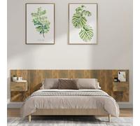 Bed Headboard with 2 Wall-Mounted Bedside Cabinets 200x80cm Woodgrain Smoked Oak