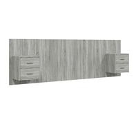 vidaXL Bed Headboard with Cabinets Grey Sonoma Engineered Wood Wall Nightstand