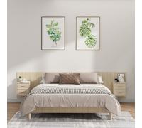 Bed Headboard with Cabinets Sonoma Oak Engineered Wood