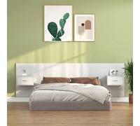 Bed Headboard with Cabinets Wall-Mounted White 160x1.5x80cm Engineered Wood Set