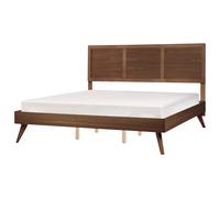 Beliani Bed Istres 180 X 200 Cm Eu Super King Dark Ash Wood