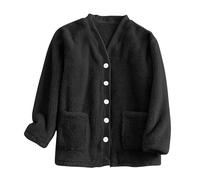 Bed Jackets for Women Fleece Bed Jackets for Women UK Soft Casual Button Down V Neck Pyjamas Jacket Thickened Plush Home Wear Comfy Nightwear with Pocket Warm Sleep Tops