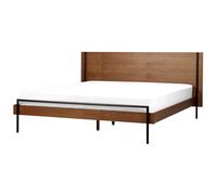 Beliani Bed Libermont 180 X 200 Cm Eu Super King Dark Ash Wood