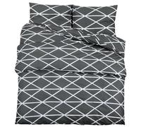 Bed Linen Set Grey Cotton 200 x 200 cm with 2 Pillowcases Hidden Button Closure Easy Care and Wrinkle Free for Bedroom Modern Design Durable and Comfortable