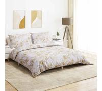 Bed Linen Set White Brown 200 x 200 cm 100% Cotton with 2 Pillowcases 80 x 80 cm Easy Care and Wrinkle Free for Bedroom Modern Sleeping Comfort and Durable Bedding Set