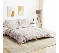 Bed Linen Set White Brown 240 x 220 cm 100% Cotton with 2 Pillowcases Easy Care Wrinkle Free Standard 100 Oeko-Tex Timeless Design for Bedroom and Sleeping Comfort