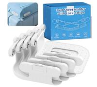 Bed Lock Sheet Holders Fit All Sheet Size, No Need to Flip the Mattress & Tight, Bed Fitted Sheet Holder for Corners, Sheet Clips, ABS Material with High Flexibility, Sheet Secure Lock Fasteners,White