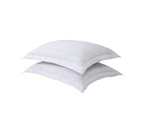 Bed Maker's Levinsohn Luxury Hotel Tailored Pillow Sham Pair, White with White Baratta Stitched Hem (2 Pack) Standard