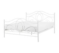 Beliani Bed Metal Lyra 140 X 200 Cm Eu Double White, White