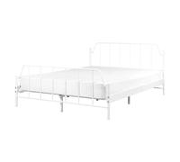 Beliani Bed Metal Mauressac 140 X 200 Cm Eu Double White, White
