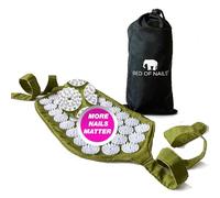 BED OF NAILS the Comfortable Acupressure Strap - Mini Acupuncture Mat, 1,848 Nails, On-the-Go Back Pain Relief Acupressure Mat -Wellness Gifts for Women and Men - With Carry Bag- 38 x 20cm, Green