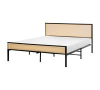Beliani Bed Pe Rattan Avanton 160 X 200 Cm Eu King Size Black, Black