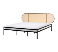 Beliani Bed Pe Rattan Boulin 180 X 200 Cm Eu Super King Black, Black