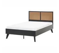 Bed PE Rattan MONPAZIER 120 x 200 cm (EU Small Double) Black