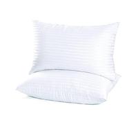 Bed Pillow for Sleeping (Pack of 1, White) Standard Size Striped Pillow for Side and Back Sleepers, Super Soft Hollowfibre Filled Sofa bed and Couch Pillow - Indoor Decorative Pillow