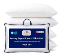 Bed Pillows 4 Pack, Luxury Super Bounce Hollowfibre Pillows for Sleeping, Soft Medium Support, Non-Allergenic Machine Washable Pillow Pair for Bedroom Bedding, OEKO-TEX Certified, Made in Britain