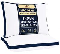 Bed Pillows for Sleeping King Size Set of 2 - LUX Décor Soft Cooling Hotel, Down Alternative Gusseted Hypoallergenic Breathable, for Side Back Stomach Sleepers, Machine Washable, Navy 36x18