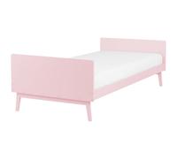 Beliani Wooden Eu Single Size Bed Pastel Pink Bonnac, Pink