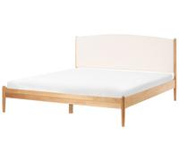 Beliani Bed Pine Wood Clairac 180 X 200 Cm (Eu Super King) Light Brown