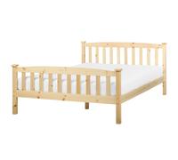 Beliani Bed Pine Wood Giverny 140 X 200 Cm Eu Double Light Brown