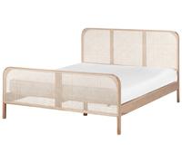 Beliani Bed Pine Wood Gonfaron 160 X 200 Cm (Eu King Size) Light Brown
