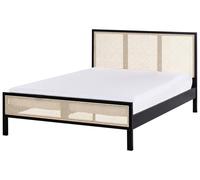 Bed Pine Wood SALERNAS 140 x 200 cm (EU Double) Black