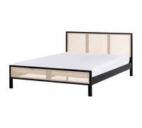 Bed Pine Wood SALERNAS 180 x 200 cm (EU Super King) Black