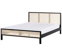 Bed Pine Wood SALERNAS 180 x 200 cm (EU Super King) Black