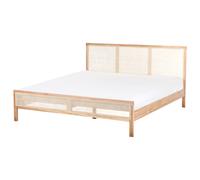 Beliani Bed Pine Wood Salernas 180 X 200 Cm Eu Super King Light Brown, Brown