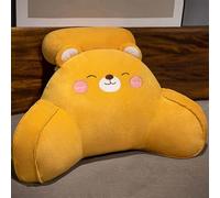 Bed Plush Reading Pillow Back Support Cuddle Cushion with Arms Adult kids Sofa Chair Back Rest for Sitting Playing Games Watching TV Sit-Up Wedge Bolster Pad with Neck Roll (Size:65×40cm,Color:Yellow)