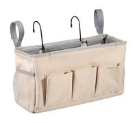 Bed Pockets Organiser, Bedside Hanging Storage Caddy, Multi-functional Large Capacity Bedside Hanging Bag Holder Hanging Storage Bed Pockets Baskets for Magazine Books Remote Smartphone(Beige)