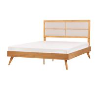 Beliani Bed Poissy 160 X 200 Cm Eu King Size Brown Ash Wood